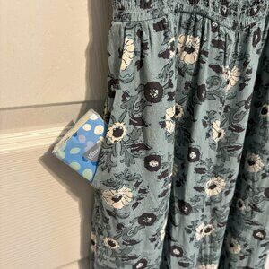 LOFT Navy Blue Floral Jumpsuit – Sleeveless, Wide Leg, Size S Summer Favorite!